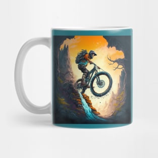 Amazing image of a cartoon mountain biker riding a gap. Mug